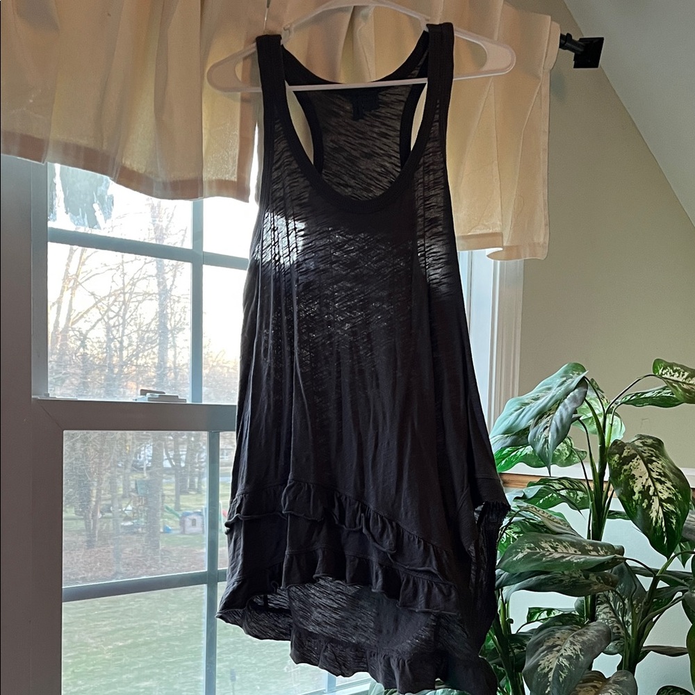 Elegant Black Ruffle Tank Top